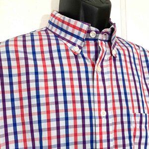 Thomas Pink Multicolor XL Button-Down Shirt – Red, White, Blue & Purple Plaid